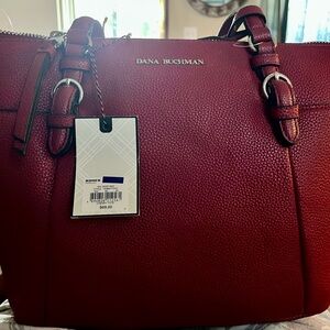 Dana Buchman Red Shoulder Bag with Silver Hardware